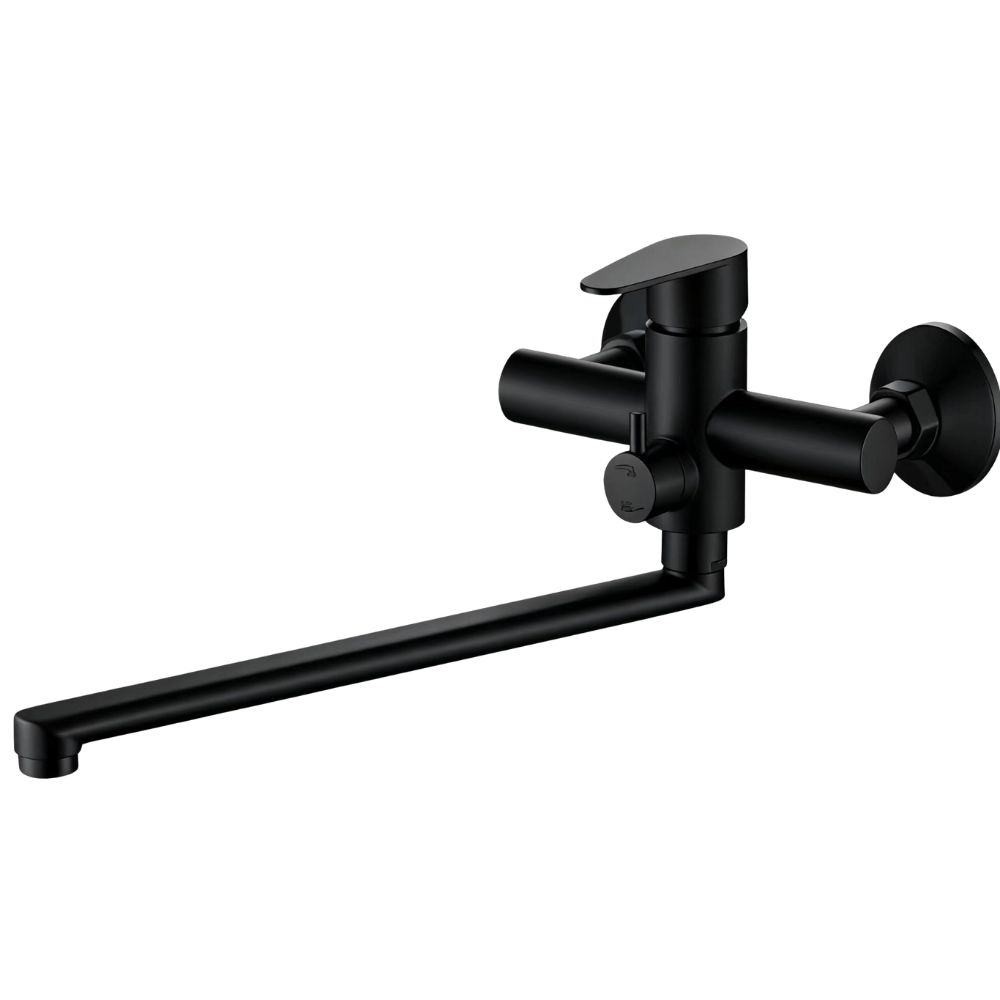 Baterie pentru cadă, pipa lunga, Aquafix - 120, neagră, INOX